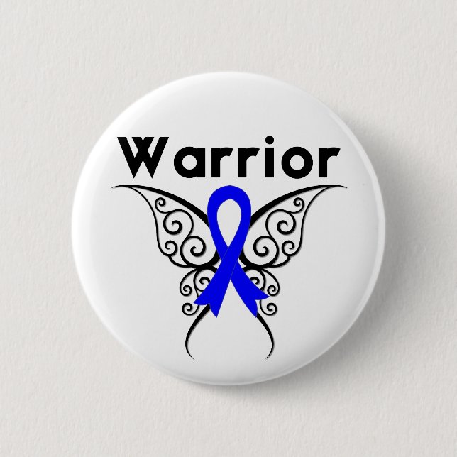 Colon Cancer Warrior Butterfly Pinback Button (Front)