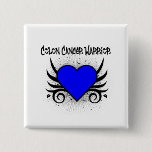 Colon Cancer Warrior Heart Button