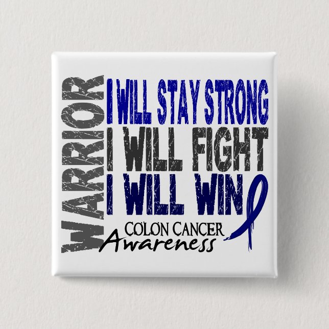 Colon Cancer Warrior Pinback Button (Front)