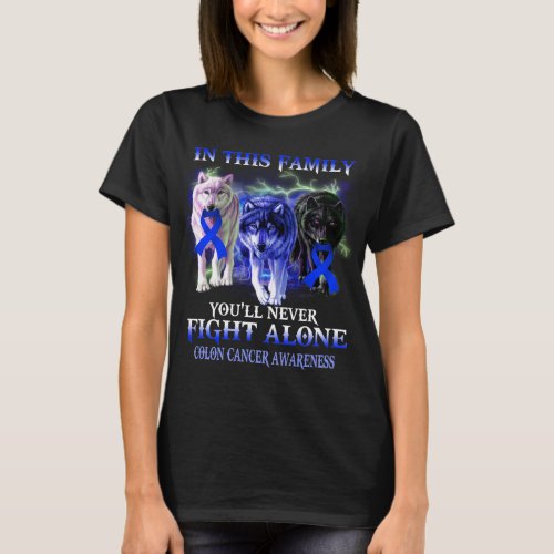 colon cancer wolf never fight alone T_Shirt