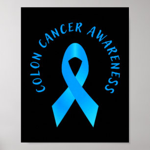 Colon colorectal cancer awareness blue march heart poster