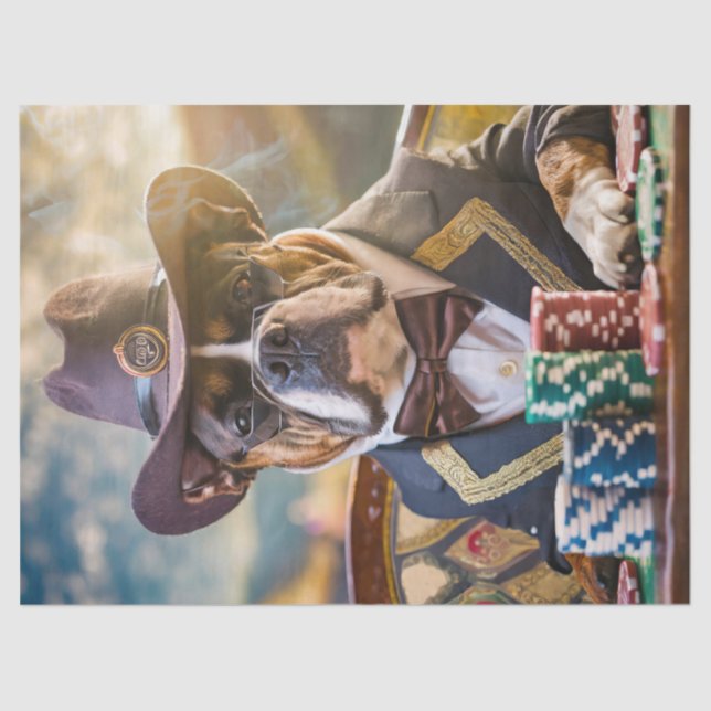 Colonel Bluff a Lot, Bulldog Playing Poker Tissue Paper (Front)