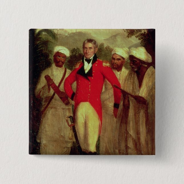 Colonel Colin Mackenzie and his Indian pandits Button (Front)