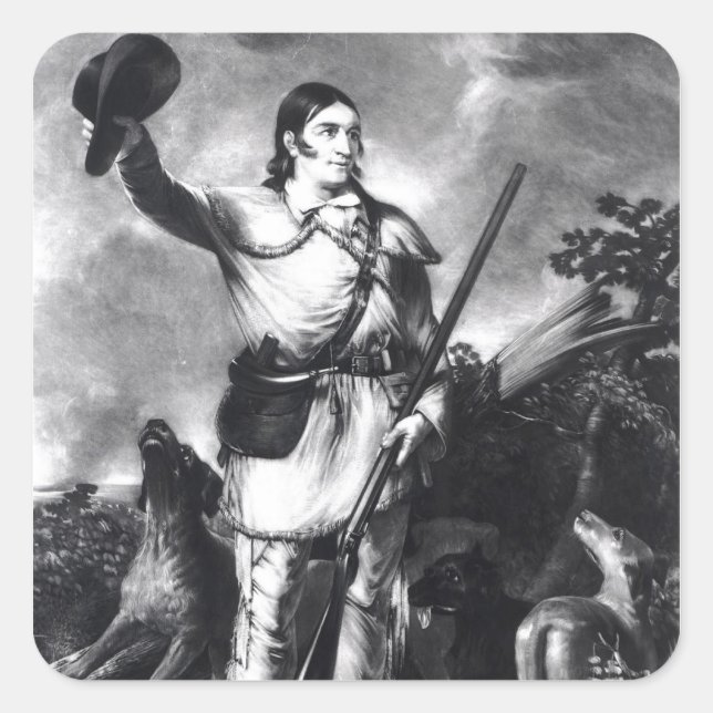 Colonel Davy Crockett Square Sticker (Front)
