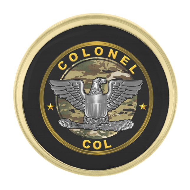 COLONEL  GOLD FINISH LAPEL PIN (Front)