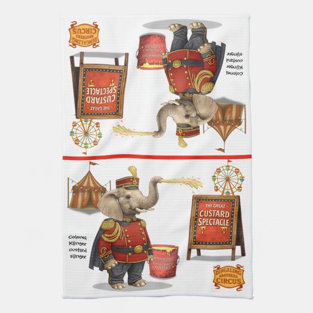 Colonel Klinger, custard slinger Kitchen Towel (Vertical)
