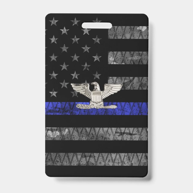 Colonel Thin Blue Line Distressed Flag Badge (Front)
