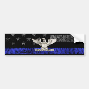 Colonel Thin Blue Line Distressed Flag Bumper Sticker