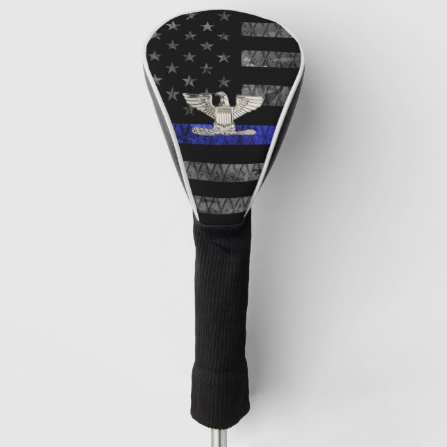 Colonel Thin Blue Line Distressed Flag Golf Head Cover (Front)