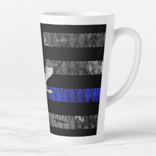 Colonel Thin Blue Line Distressed Flag Latte Mug