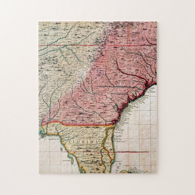 COLONIAL AMERICA MAP, 1733 JIGSAW PUZZLE (Vertical)