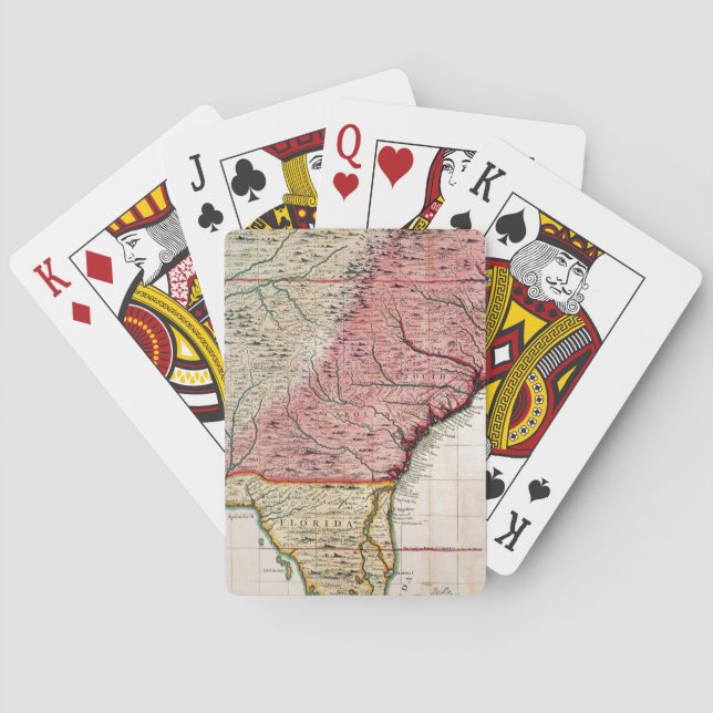 COLONIAL AMERICA MAP, 1733 POKER CARDS (Back)