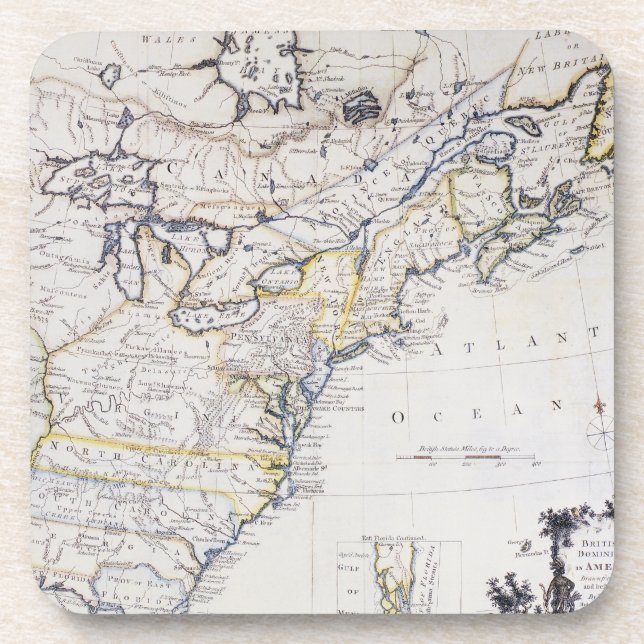 COLONIAL AMERICA: MAP, c1770 Drink Coaster (Front)