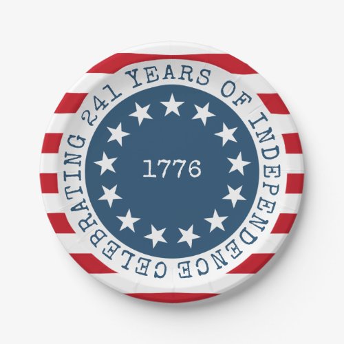 Colonial American Flag 1776 Patriotic Paper Plates