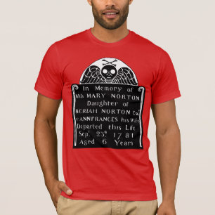 Colonial American Tombstone Skull Angel Bones T-Shirt