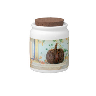 colonial basket pumpkin candy jar