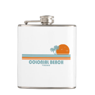 Colonial Beach Virginia Sun Palm Trees Flask