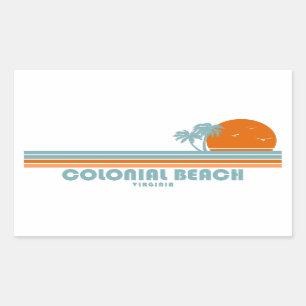 Colonial Beach Virginia Sun Palm Trees Rectangular Sticker