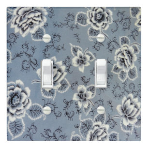 Colonial Blue Floral Pattern   Light Switch Cover