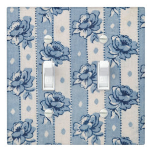 Colonial Blue Floral Print   Light Switch Cover