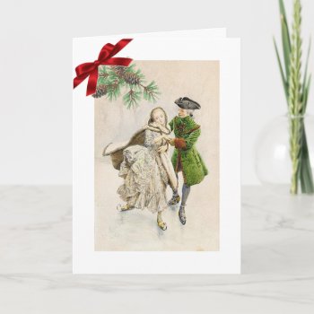 Colonial Couple Ice Skating Christmas Card by SharCanMakeit at Zazzle