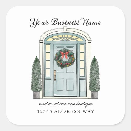 Colonial Door Christmas Boutique Square Sticker