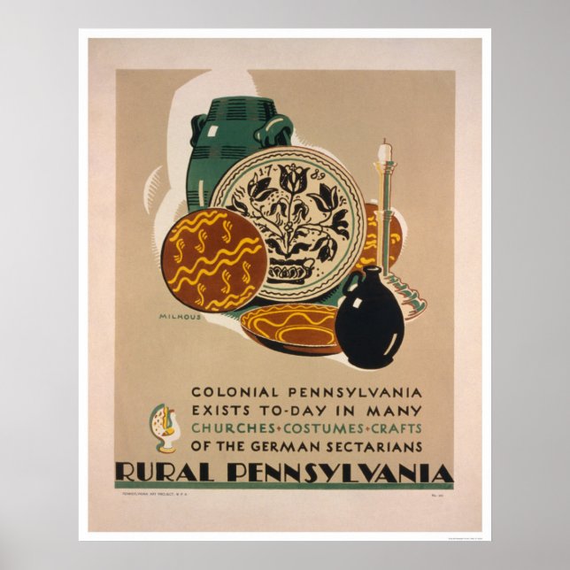 Colonial Pennsylvania 1940 WPA Poster (Front)