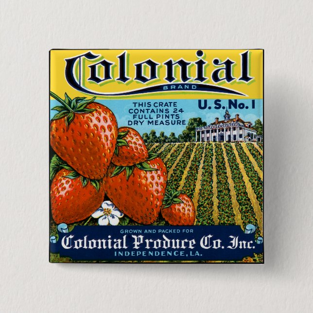 Colonial Strawberries Button (Front)