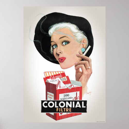 Colonial Vintage Advertising Poster Restored