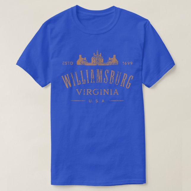 Colonial Williamsburg Virginia Vintage Distressed  T-Shirt (Design Front)
