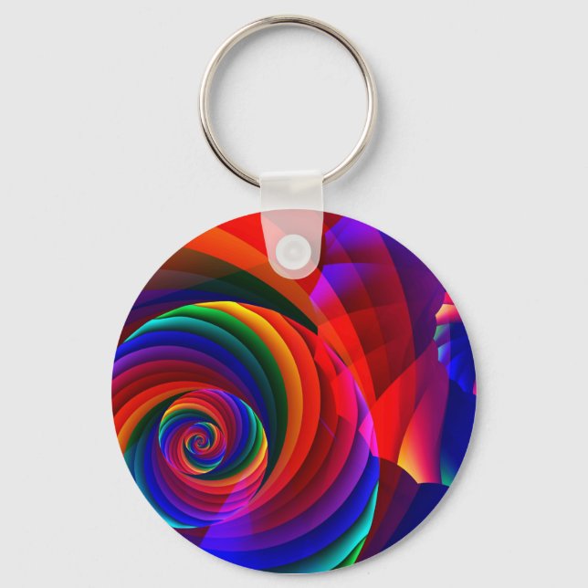 Color 7 Cool Modern Abstract Fractal Art Keychain (Front)