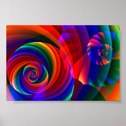 Color 7 Cool Modern Abstract Fractal Art Poster