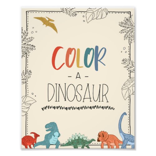 Color a Dino Dinosaur Birthday Sign