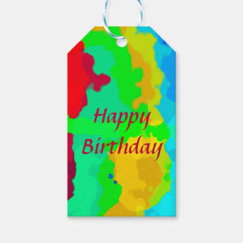 Color Abstract Happy Birthday Colorful Custom Text Gift Tags