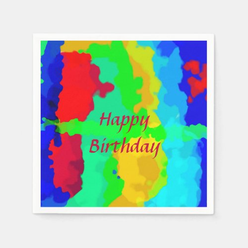 Color Abstract Happy Birthday Colorful Custom Text Napkins