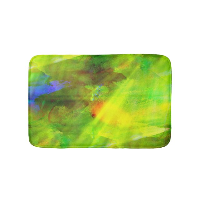 color abstract seamless background green, yellow bathroom mat (Front)