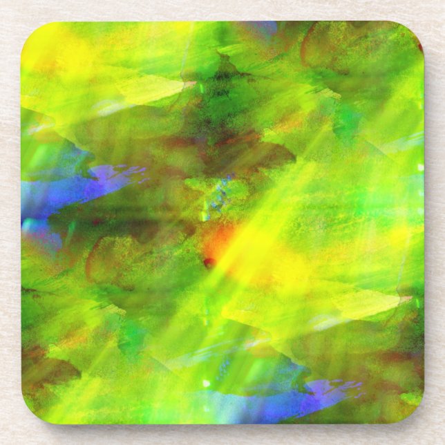 color abstract seamless background green, yellow drink coaster (Front)