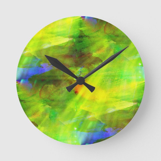 color abstract seamless background green, yellow round clock (Front)