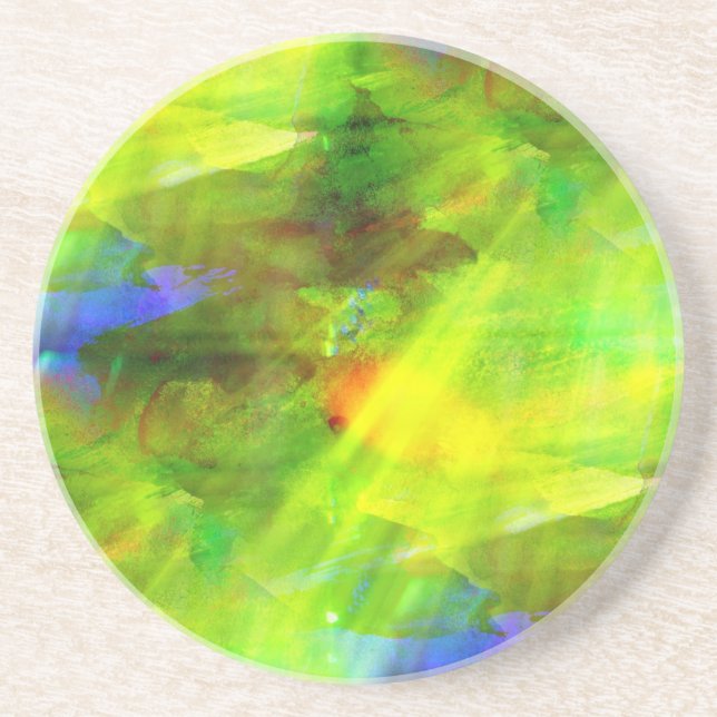 color abstract seamless background green, yellow sandstone coaster (Front)