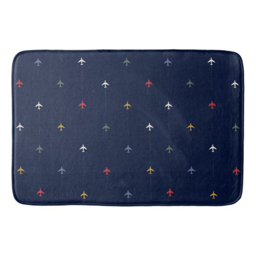 Color Airplanes Aligned Side by Side Blue  Bath Mat