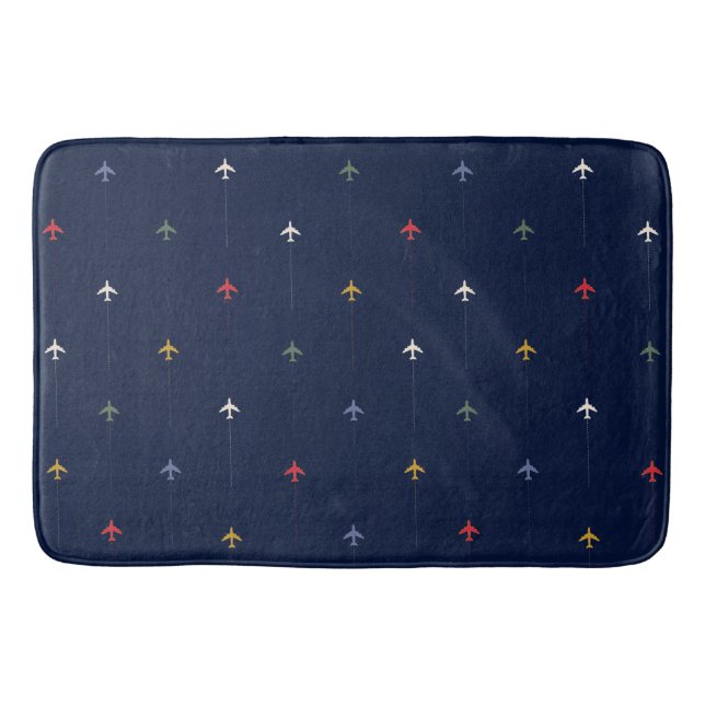 Color Airplanes Aligned Side by Side Blue  Bath Mat (Front)