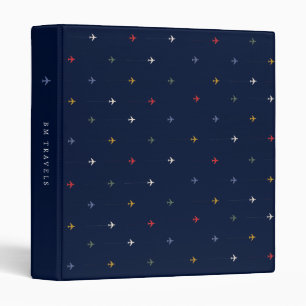 Color Airplanes Aligned Side by Side Travels 3 Ring Binder