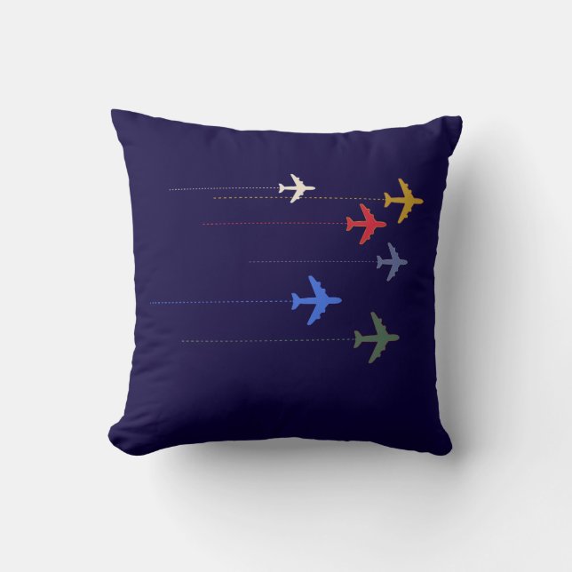 color airplanes throw pillow (Front)