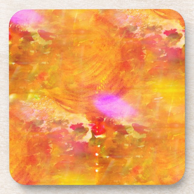 color art seamless background yellow, orange drink coaster (Front)