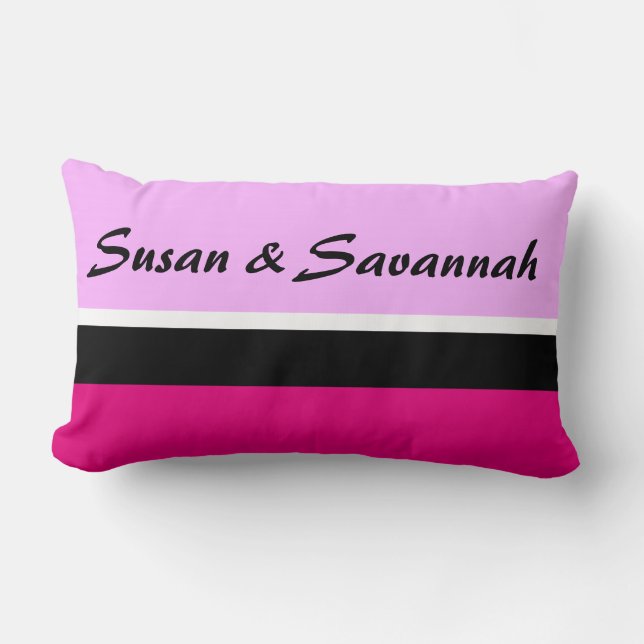 Color Background light pink & stripes + your ideas Lumbar Pillow (Front)