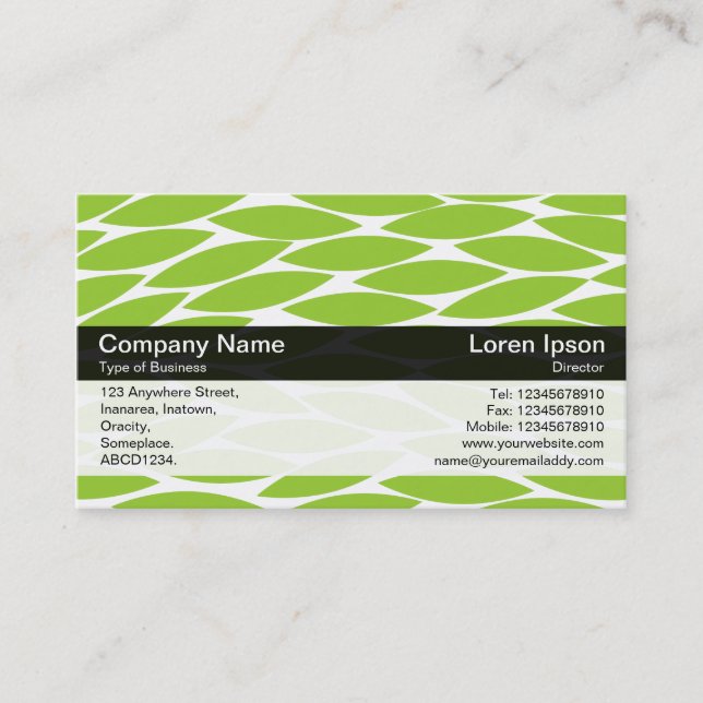 Color Band - Black - Abstract Leaves - Martian Grn Business Card (Front)