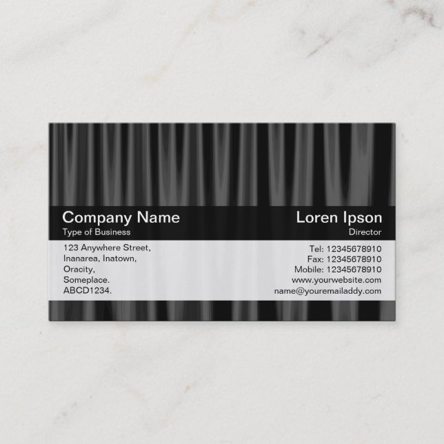 Color Band - Black - Dk Gray Drapery Business Card (Front)