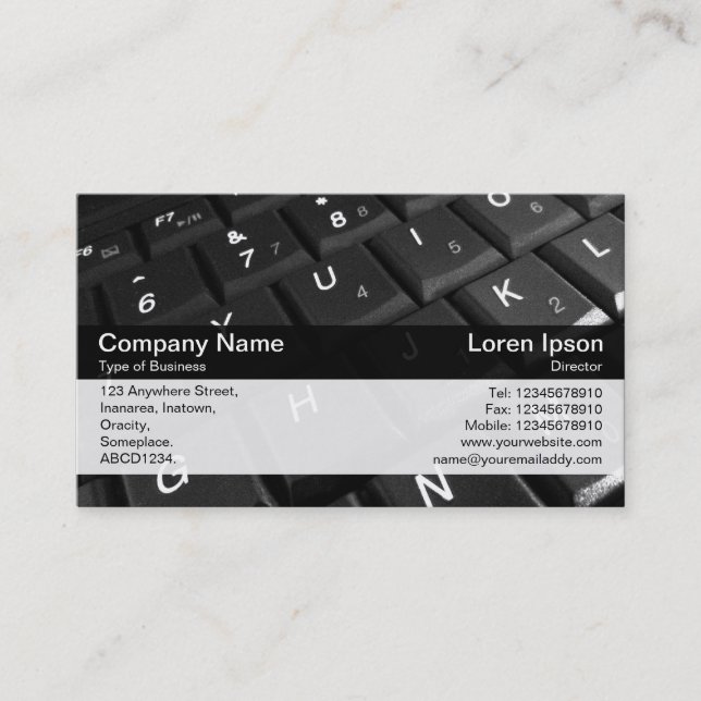 Color Band - Black - Keyboard 02 Business Card (Front)
