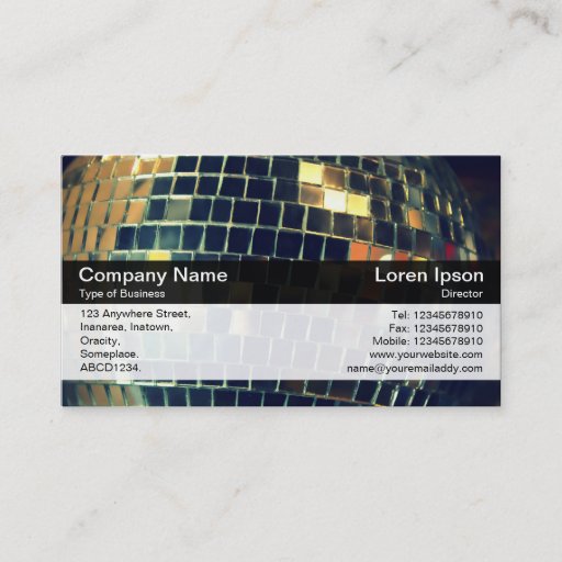 Customizable Color Band - Black - Mirror Ball Business Cards