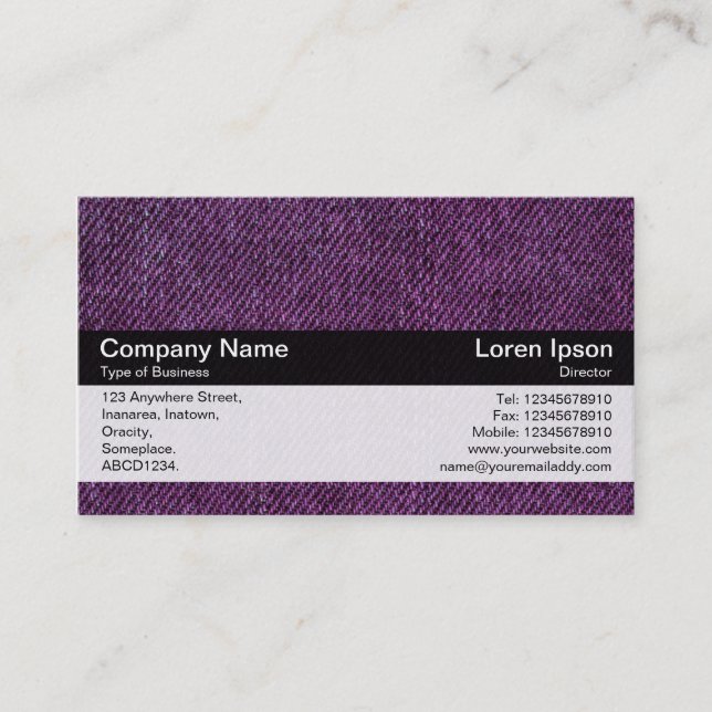 Color Band - Black - Purple Denim Business Card (Front)